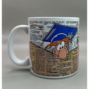 Vintage Applause Mug Accountant Cartoon Job Classifieds 1988 Korea Comic Humor